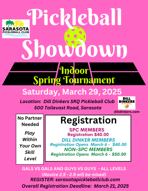 PICKLEBALL SHOWDOWN SPRING TOURNAMENT: DILL DINKERS MEMBERS ONLY - GALS